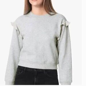 Joe's Jeans Satellite Sweatshirt Ruffle Long Sleeve Cropped Gray NWT M